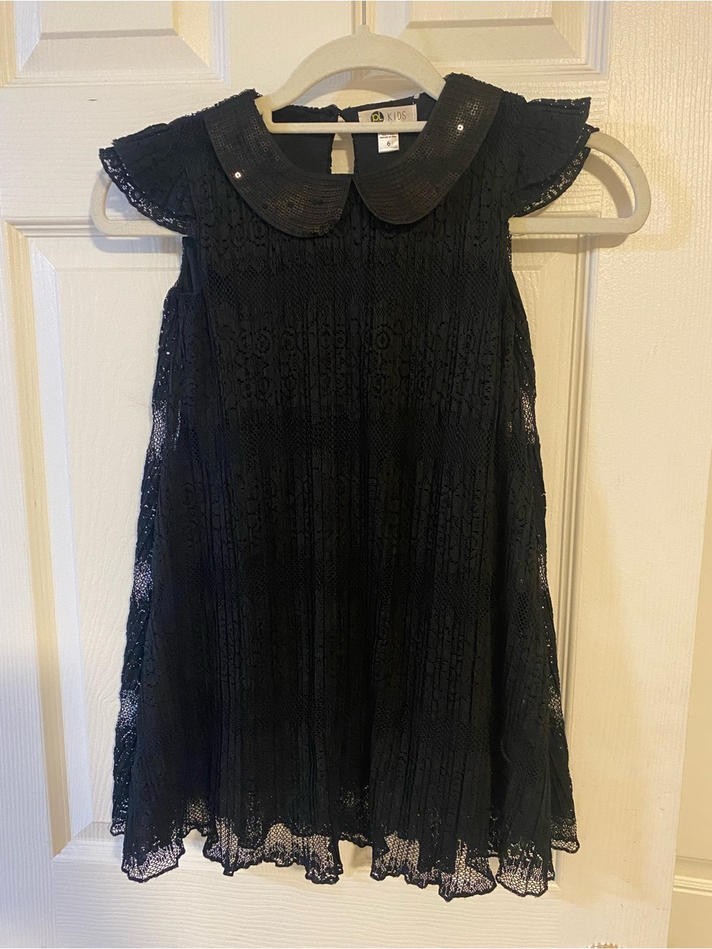 Sequin Collar Black Lace Formal Dress for Girls